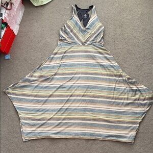 Prana Striped Midi Dress - Blue, Green, Yellow, Gray